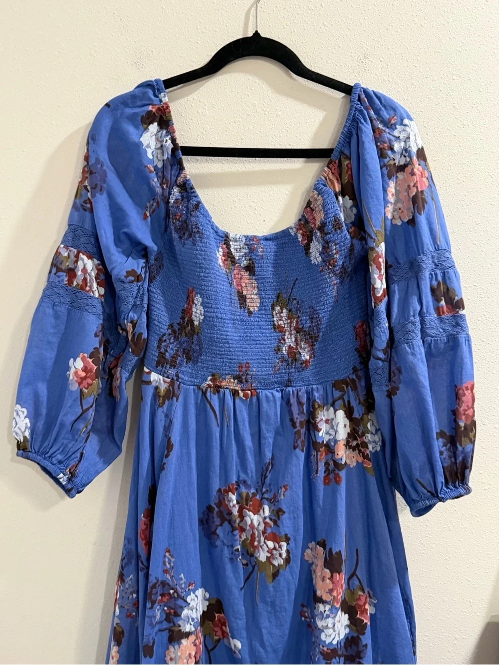 Free People Size Small Dutch Blue Morning Glory Maxi Dress Bohemian Cottagecore